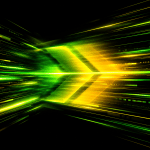 bsztrakt kompozíció a sebesség és dinamika jegyében az itid.hu színeivel. Abstract digital art representing high speed and data flow. Vibrant green and warm yellow light streaks rushing forward horizontally across a deep black background. The streaks are sharp and clean, implying precision. In the center, a stylized sárga-zöld geometric shape is blurred at the edges to suggest rapid movement. No text, no characters, no human figures. Futuristic, tech-inspired aesthetic, high contrast. Resolution: 800x600, optimized file size.
