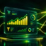 Absztrakt kompozíció a webshop analitikáról és az adatvezérelt döntéshozatalról.